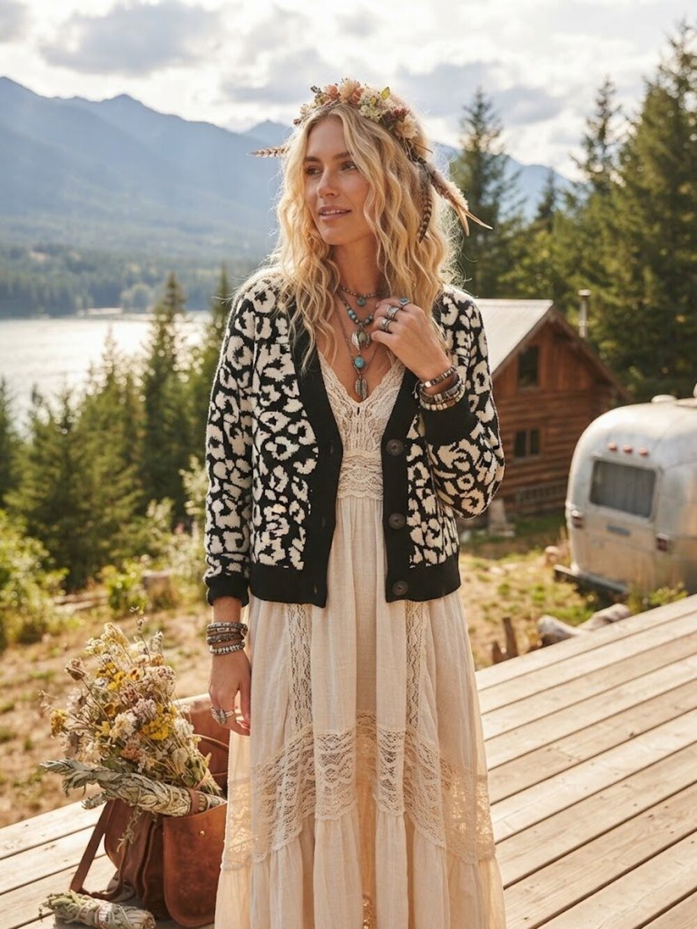 Buffalo Animal Print Cropped Cardigan Sweater